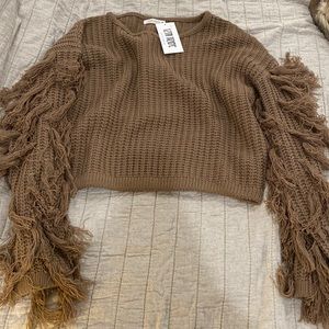 Taupe Fringe Sweater